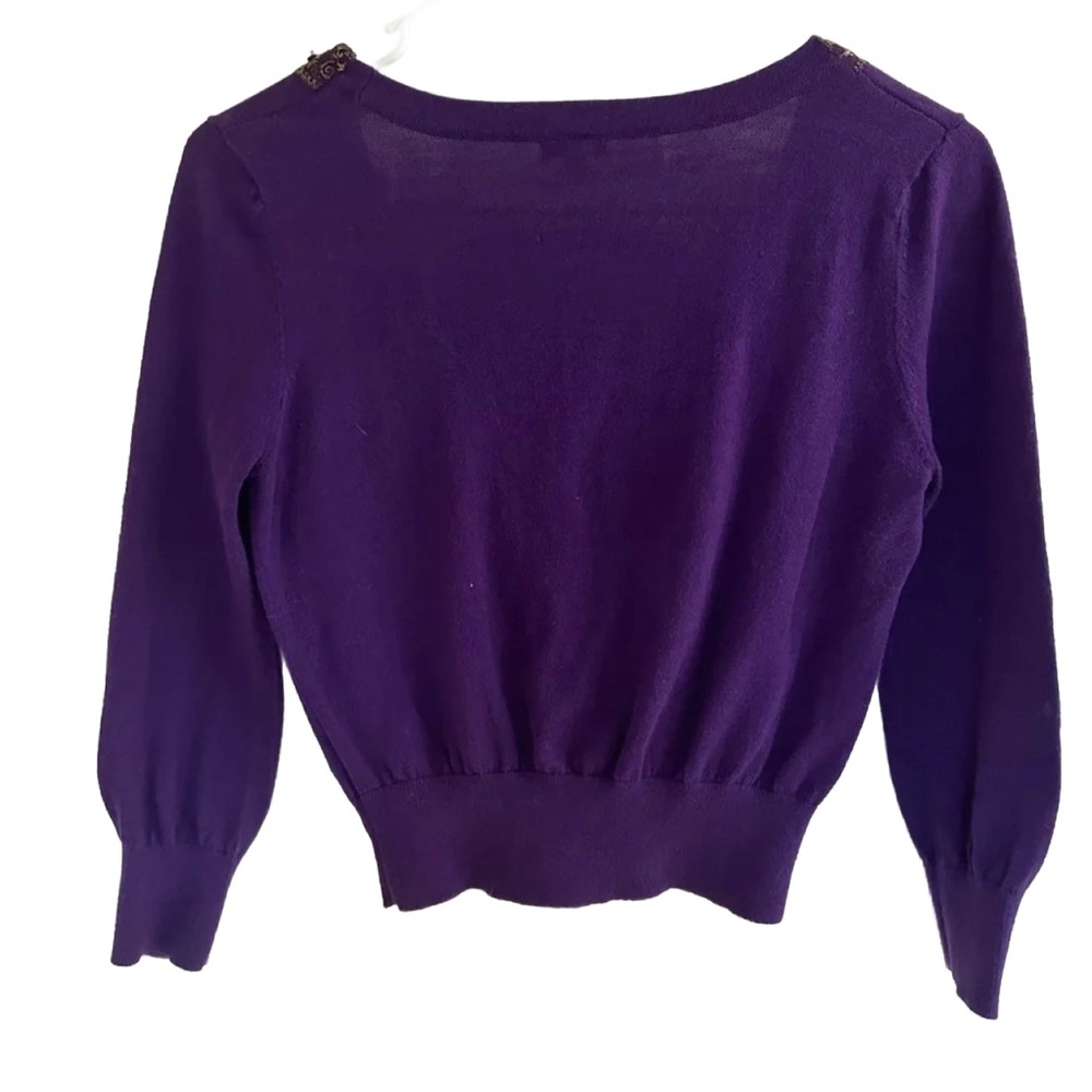 CHARLOTTE RUSSE ~ eggplant colored 3/4 sleeve sweater w/sequins size S - Picture 5 of 8